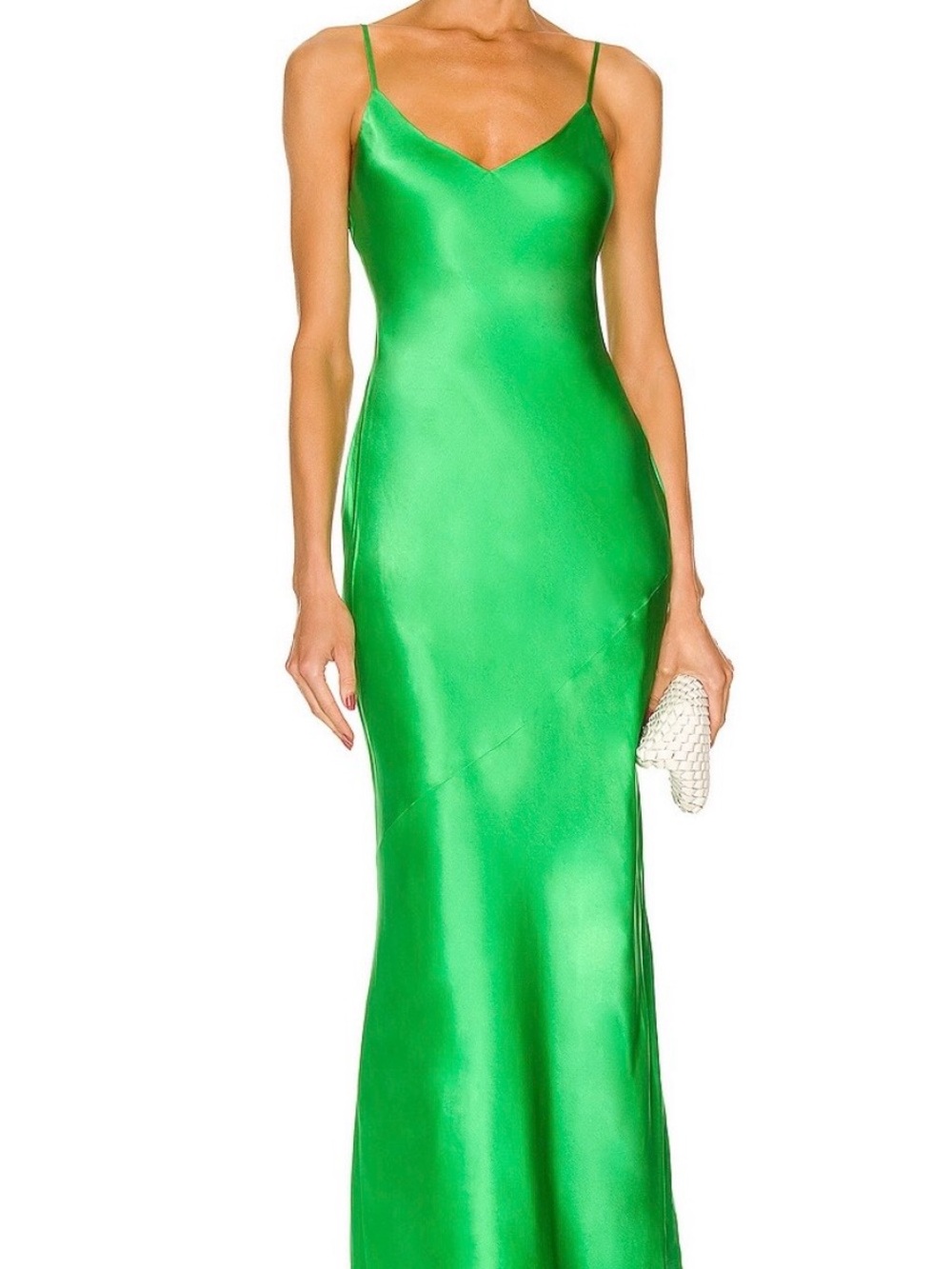 L'AGENCE
Serita Maxi V Neck Bias Dress in Pop Green  NWT